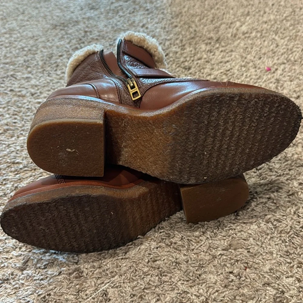 Coach Preston Leather and Sherling Booties 8 - Picture 8 of 9